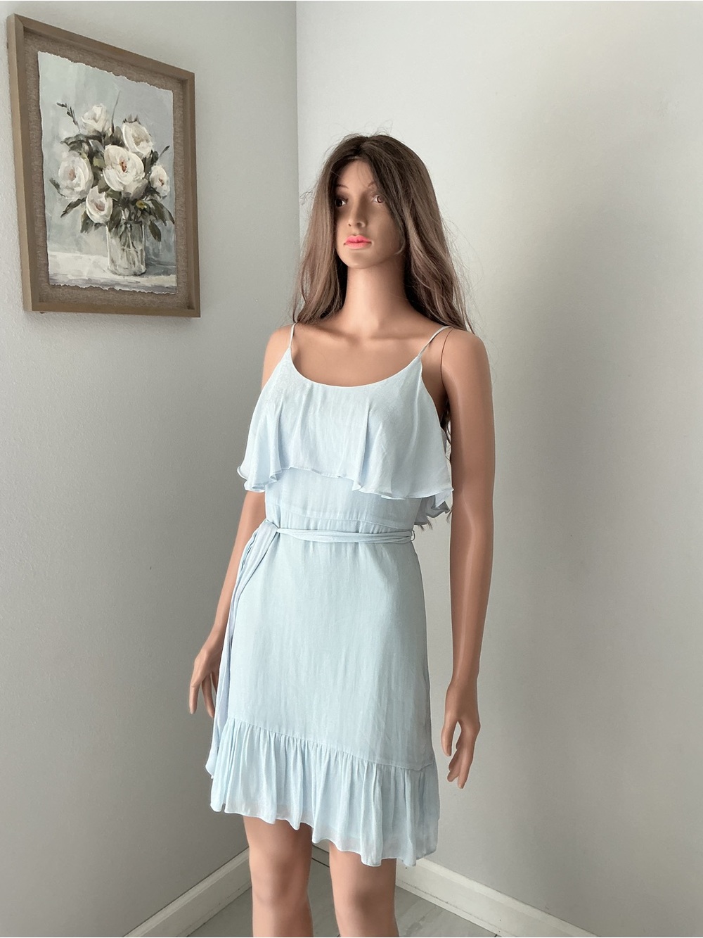 Guess Light Blue Ruffle Mini Dress - Picture 3 of 10